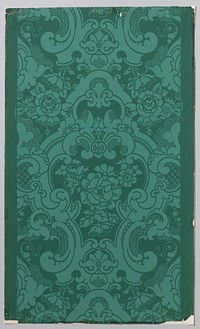 Papierbehangsel met patroon van rozen en voluten (c. 1918 - c. 1920) by Société anonyme des anciens Etablissements Desfossé and Karth