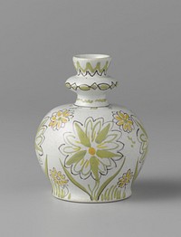 Vaas met bloemversiering (c. 1880 - c. 1920) by De Porceleijne Fles