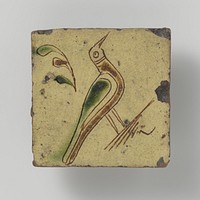 Tegel met duif op tak (c. 1700 - c. 1800) by anonymous