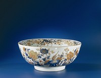 Punch bowl with flowering plants, pheasants, butterfly and carp (c. 1725 - c. 1749) by anonymous