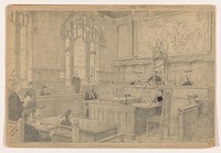 Studie van de gehele compositie voor het (onvoltooide) schilderij van de Nederlandse rechtbank in London, juni 1942 (1942) by Anton Abraham van Anrooy