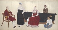 Portrait of the Cock Blomhoff Family, their Wetnurse and two Enslaved Servants (1817) by Ishizaki Yushi and Kawahara Keiga