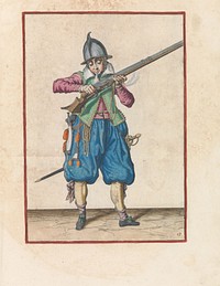 Soldaat die kruit van zijn roer blaast (c. 1597 - 1607) by Jacques de Gheyn II and Jacques de Gheyn II