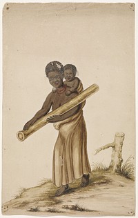 Afrikaanse vrouw met kind en boomstam (c. 1675 - c. 1725) by anonymous and Andries Beeckman