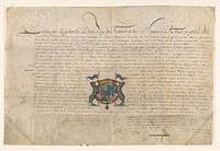 Diploma waarbij Lodewijk XIV Cornelis Lampsins verhief tot baron van Tobago en ridder van de Orde van St. Michel (1662) by Lodewijk XIV koning van Frankrijk
