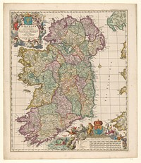 Kaart van Ierland (1650 - 1700) by Nicolaes Visscher I, Nicolaes Visscher I, Staten Generaal der Verenigde Nederlanden and Willem III prins van Oranje en koning van Engeland Schotland en Ierland
