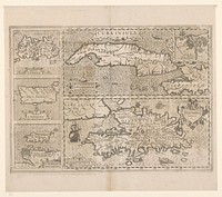 Kaart van vijf Caraibïsche eilanden: Cuba, Haïti, Jamaica, Puerto Rico en St. Margareta (1606 - 1634) by anonymous, Gerardus Mercator, Henricus Hondius and Johannes Janssonius
