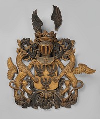 Houten wapenbord met in het wapen drie adelaars, vermoedelijk van de familie van Echten (1650 - 1800) by anonymous