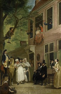 Misled: The Ambassador of the Rascals Exposes himself from the Window of 't Bokki Tavern in the Haarlemmerhout (c. 1739 - before 1750) by Cornelis Troost