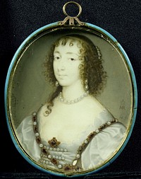 Henriëtte Maria van Frankrijk (1609-1669). Echtgenote van Karel I van Engeland (1630 - 1645) by John Hoskins and Anthony van Dyck