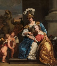 Margarita Trip as Minerva, Instructing her Sister Anna Maria Trip (1663) by Ferdinand Bol