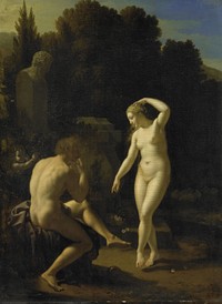 A Nymph Dancing to a Shepherd's Flute (1718) by Adriaen van der Werff