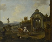 Hunting Party at a Fountain (1660 - 1682) by Pieter Wouwerman