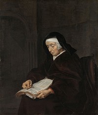 Old Woman Meditating (c. 1661 - c. 1663) by Gabriël Metsu