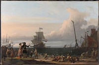 Dutch Ships in the Roads of Texel; in the middle the 'Gouden Leeuw',  the Flagship of Cornelis Tromp (1671) by Ludolf Bakhuysen