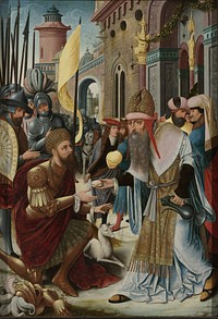 Meeting of Abraham and Melchizedek (inner, left wing of a triptych) (c. 1510 - c. 1520) by anonymous