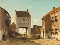 A Town Gate in Leerdam (c. 1868 - c. 1870) by Jan Weissenbruch