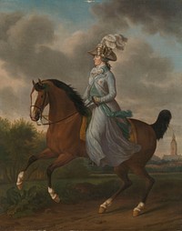 Frederika Sophia Wilhelmina of Pruissia (1751-1820), Equestrian portrait of the Wife of Prince Willem V (1789) by Tethart Philip Christian Haag