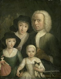 Self Portrait with his Wife Sanneke van Bommel and their two Children (1761 - 1784) by Hendrik Spilman