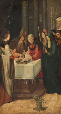 Circumcision of Christ, Left Wing of an Altarpiece, on verso is the Virgin from an Annunciation scene (c. 1515 - c. 1525) by Pseudo Jan Wellens de Cock and Cornelis Cornelisz named Kunst