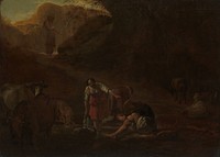 A Shepherd and Washerwomen at a Spring (c. 1630 - c. 1637) by Pieter Bodding van Laer