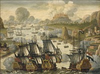 Naval Battle of Vigo Bay, 23 October 1702. Episode from the War of the Spanish Succession (c. 1705) by anonymous