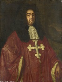 Portrait of Johannes Camprich van Cronefelt, Knight of the Order of St. Maurice and St. Lazarus, Imperial German Ambassador to The Hague (1679 - 1687) by Simon Ruys