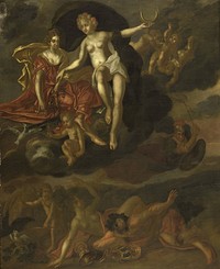 Diana and Virtus Punish Venus and Bacchus (1694) by T van Malsen