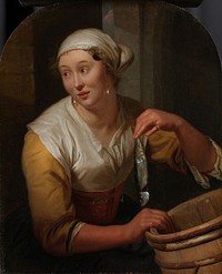 Woman Selling Herrings (1675 - 1680) by Godfried Schalcken