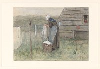 Vrouw bij een waslijn (1848 - 1888) by Anton Mauve