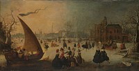 Landscape with Frozen Canal, Skaters and an Ice-Boat (1611) by Adam van Breen and David Vinckboons