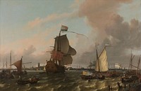 The Man-of-War Brielle on the River Maas off Rotterdam (1689) by Ludolf Bakhuysen