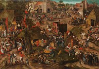 A Flemish Kermis with a Performance of the Farce ‘Een cluyte van Plaeyerwater’ (c. 1570) by Peeter Baltens