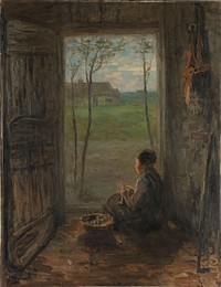  A Laren Scene (1905) by Jozef Israëls