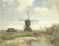 'Sunny Day', a Windmill on a Waterway (c. 1860 - c. 1903) by Paul Joseph Constantin Gabriël