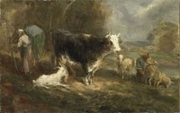 Farmyard with Cattle (1849) by Eugène Fromentin Dupeux