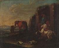 Travellers by a Ruin (c. 1700) by anonymous, Pieter van Bloemen and Pieter Bodding van Laer