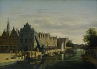 De Waag (Weighing House) and Crane on the Spaarne, Haarlem (1660 - 1698) by Gerrit Berckheyde