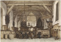 Interieur van de Oude Kerk te Maasland (1827 - 1891) by Johannes Bosboom
