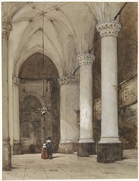 Southern aisle of the Great Church at The Hague (c. 1827 - c. 1891) by Johannes Bosboom