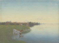 Oever van de IJssel bij Hattem (1867 - 1919) by Jan Voerman 1857 1941