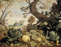 Landscape with Fruits and Vegetables in the foreground (1600 - 1651) by Abraham Bloemaert