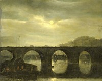 One of the Bridges over the Seine, Paris, in the Moonlight (1835) by Antonie Waldorp