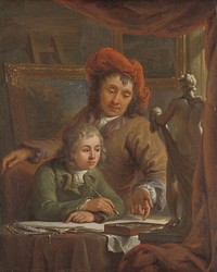 The Drawing Lesson (c. 1790 - c. 1809) by Abraham van Strij I