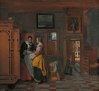 Interior with Women beside a Linen Cupboard (1663) by Pieter de Hooch