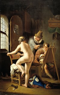 The Painter and his Model (1690) by Arnold Houbraken