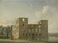 Rear View of Berckenrode Castle in Heemstede after the Fire (1747) by Jan ten Compe