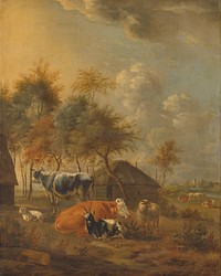 Landscape with Animals (c. 1700 - c. 1799) by Monogrammist IL schilder