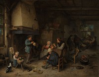 Peasants in an Interior (1661) by Adriaen van Ostade