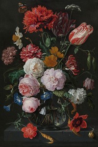 Still Life with Flowers in a Glass Vase (1650 - 1683) by Jan Davidsz de Heem and Rachel Ruysch